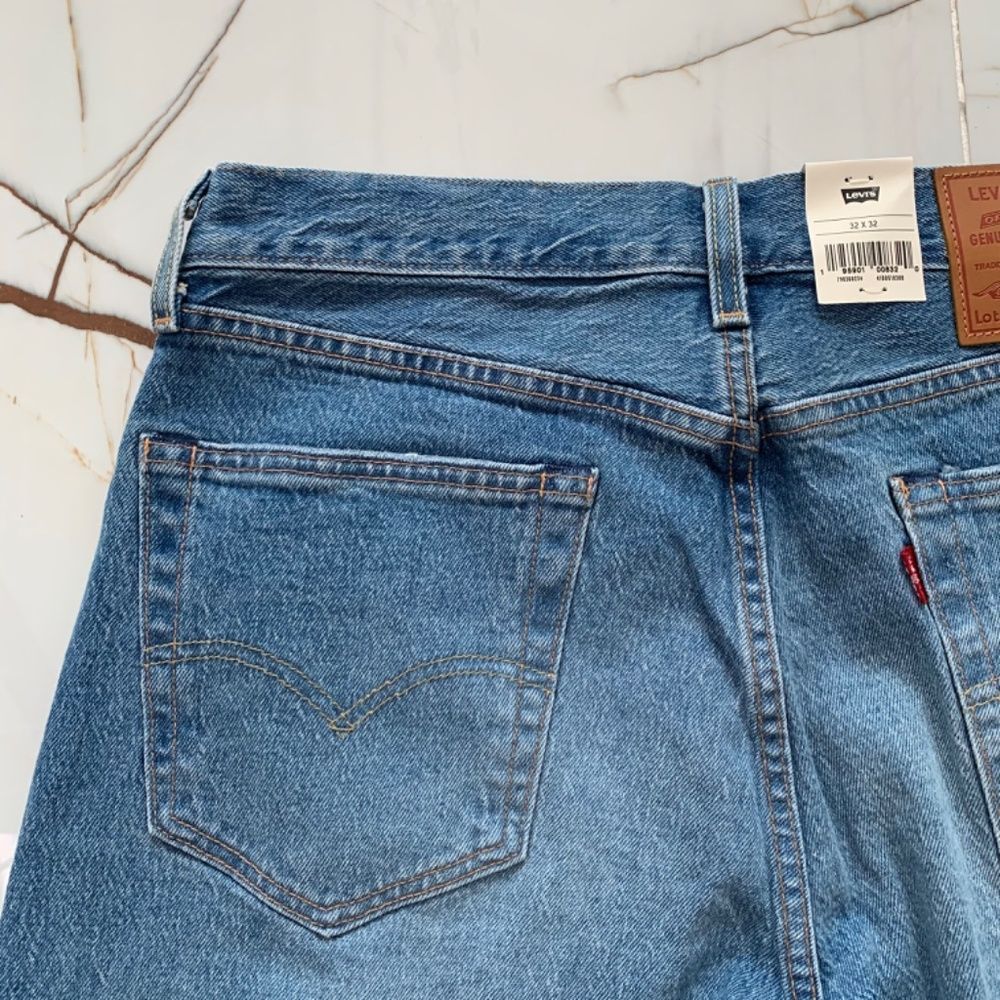 Levi's 501 Jeans Mens 36x32 '93 Straight Fit Stretch Blue Casual Pants Denim NEW - Picture 8 of 11